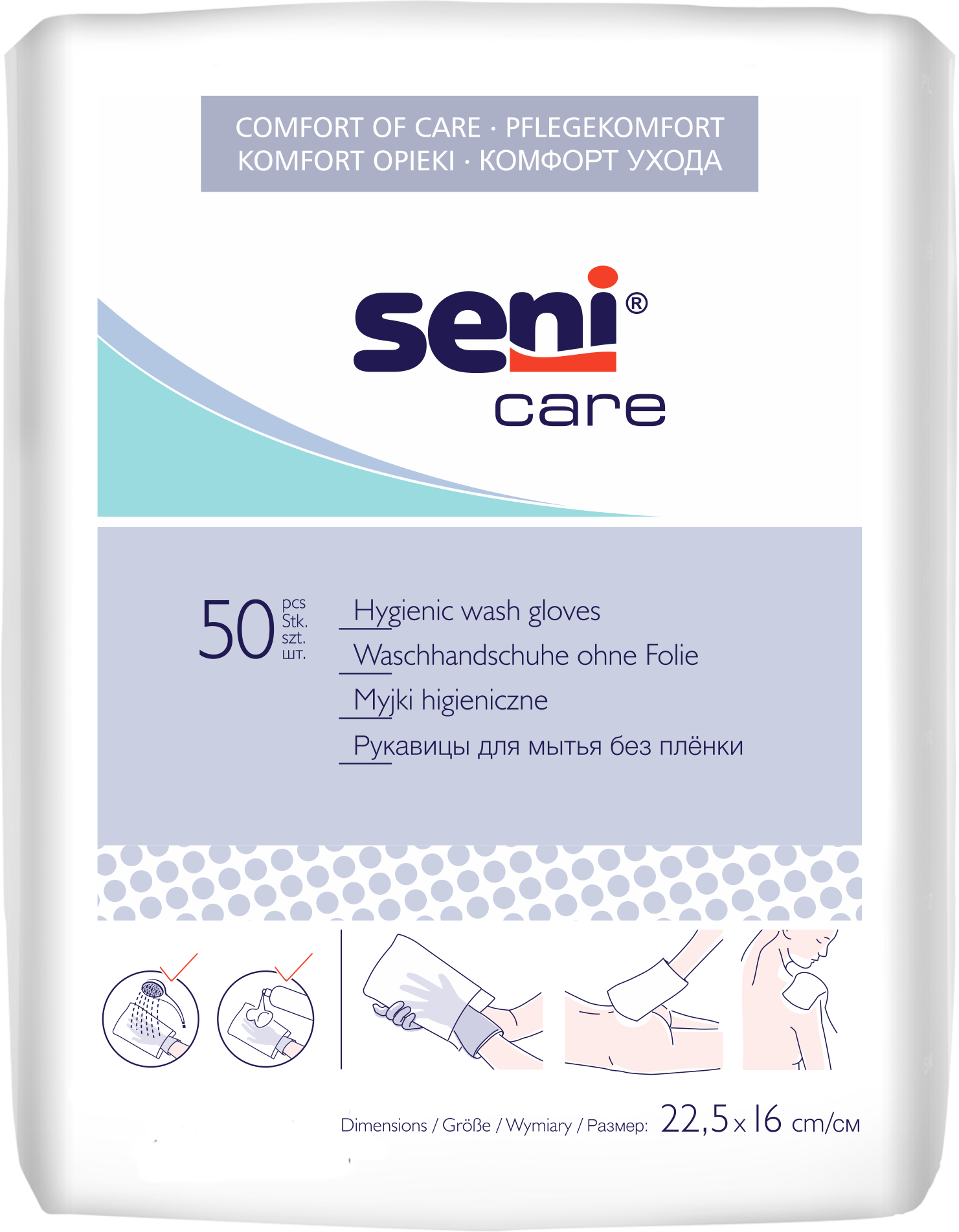 Seni Care Waschhandschuhe (unfoliert) (12 Pkg. á 50 Stück)